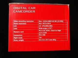 Видеорегистратор автомобильный IPS30 угол обзора 170 градусов 1296p SUPERHD 2 камеры
